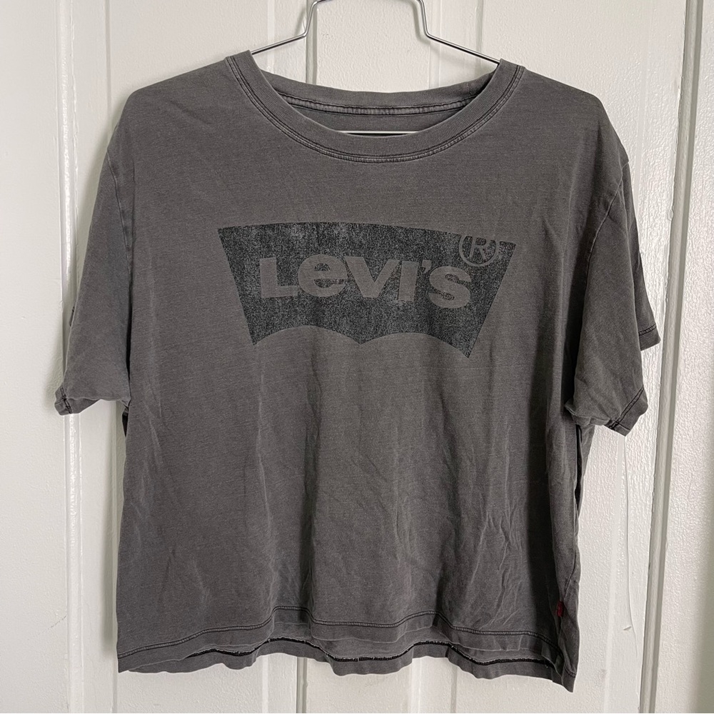 LEVI’S Gray Black Logo T-Shirt Cotton Classic T-Shirt Short-Sleeve Women’s XS